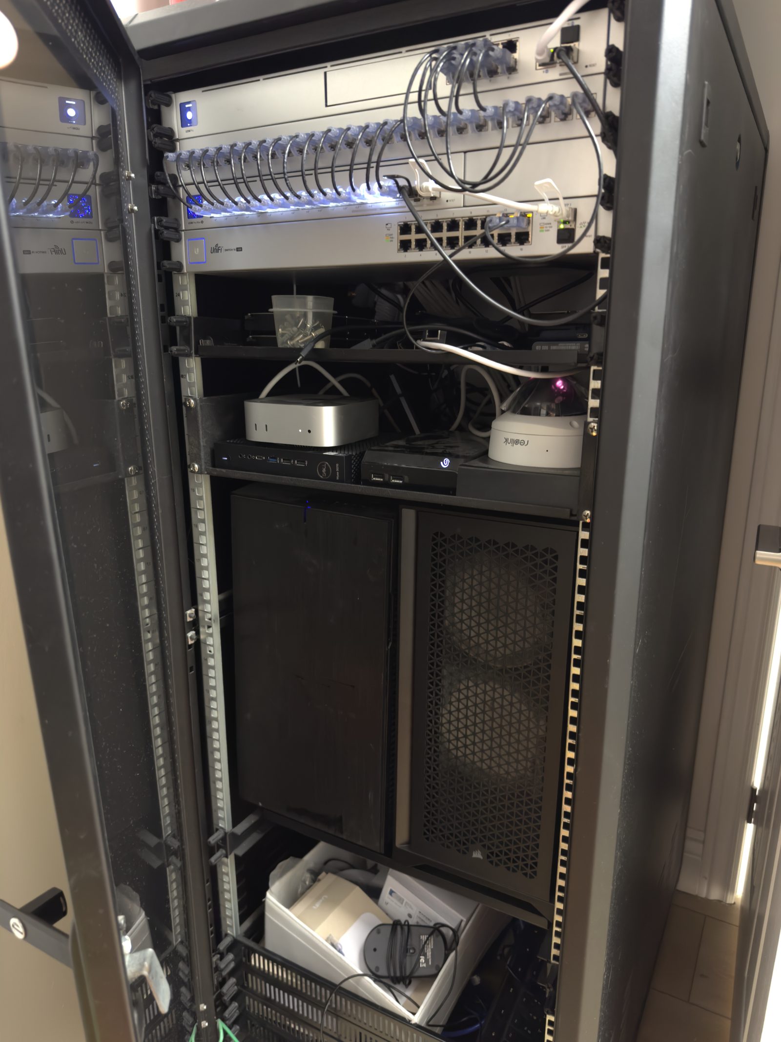 Network Equipment Rack in Cabinet
